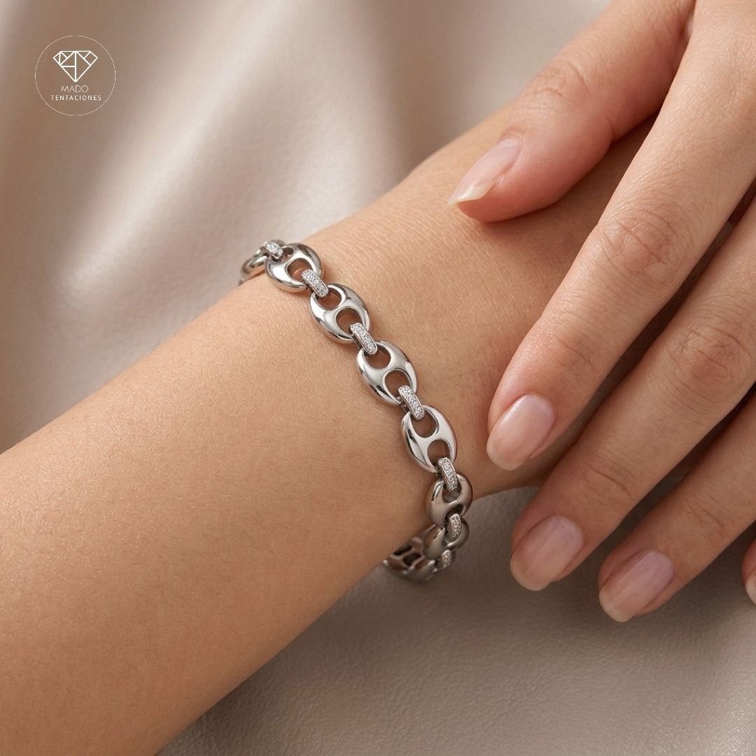 Pulsera Eslabón Marinero Pavé
