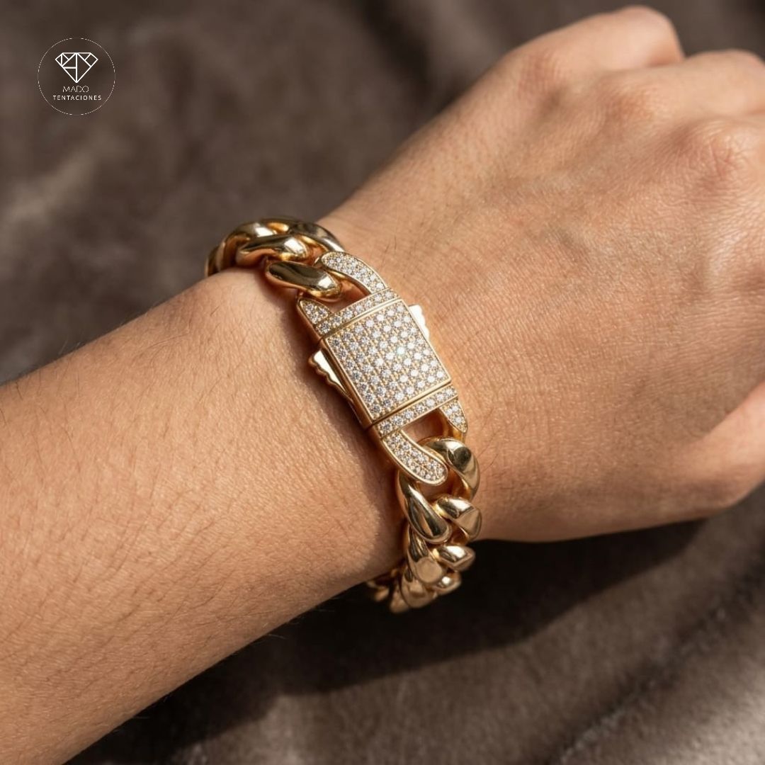 Pulsera Cubana Broche Pavé